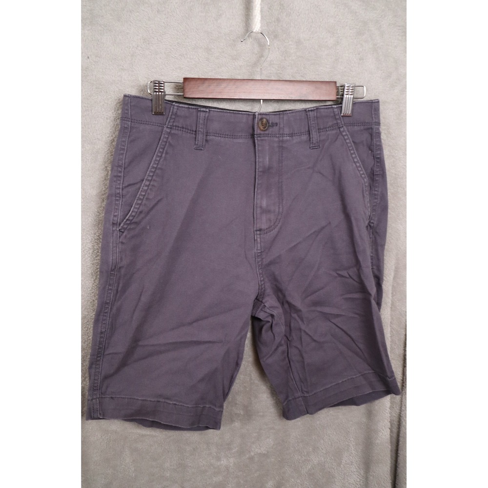 Plugg Flex Mens Chino Shorts 29 Dark Grey Charcoal Stretch Flat Front Casual